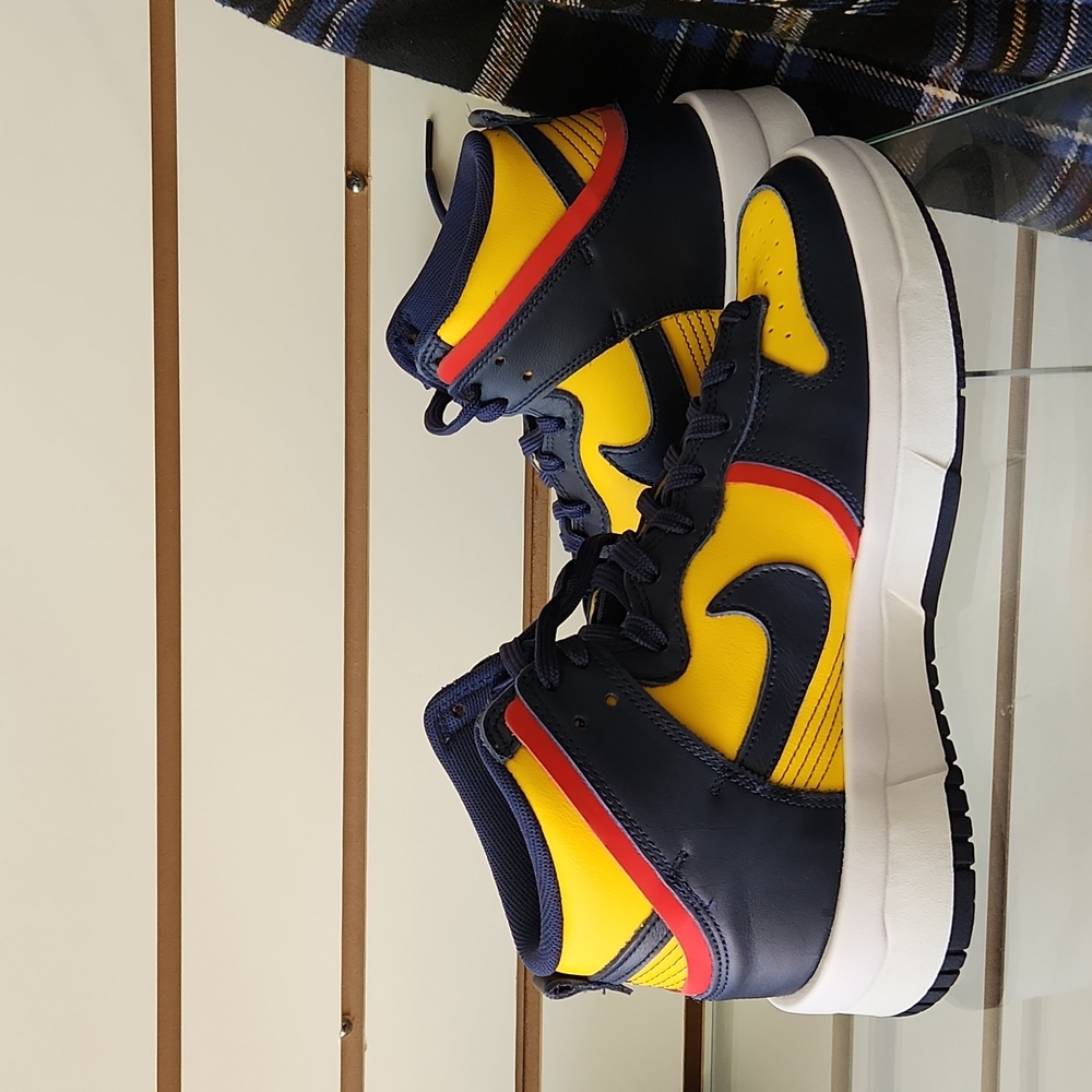 WMNS Nike Dunk High Up Rebel Michigan Yellow Navy Blue DH3718-701 Women’s 7.5